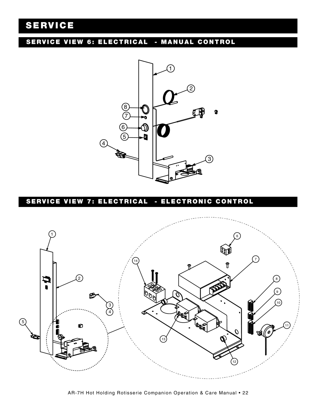 Alto-Shaam Hot Holding Rotisserie Companion, AR-7H MANUAL CONTROL, AR-7H ELECTRONIC CONTROL manual Serv IC E 