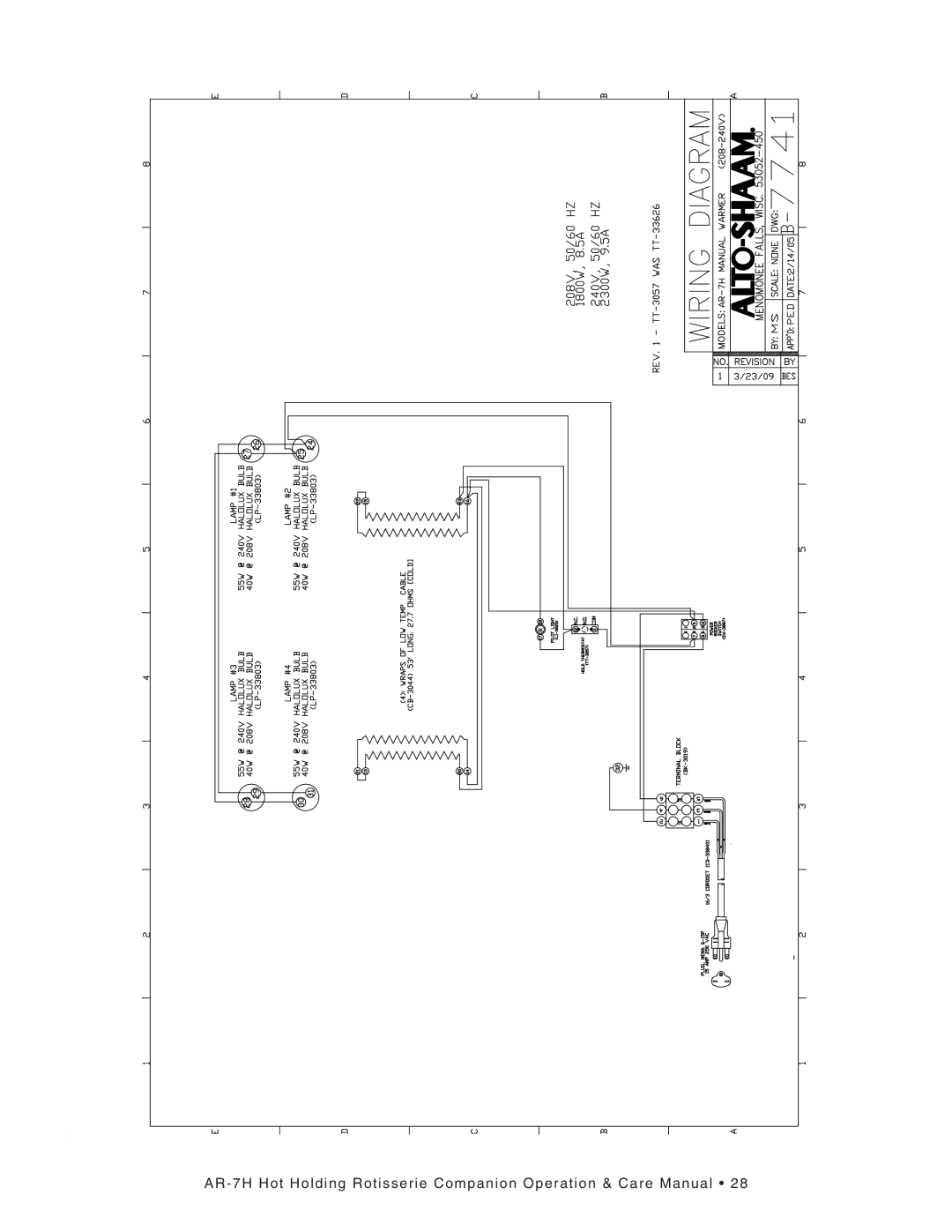 Alto-Shaam Hot Holding Rotisserie Companion, AR-7H MANUAL CONTROL, AR-7H ELECTRONIC CONTROL manual 