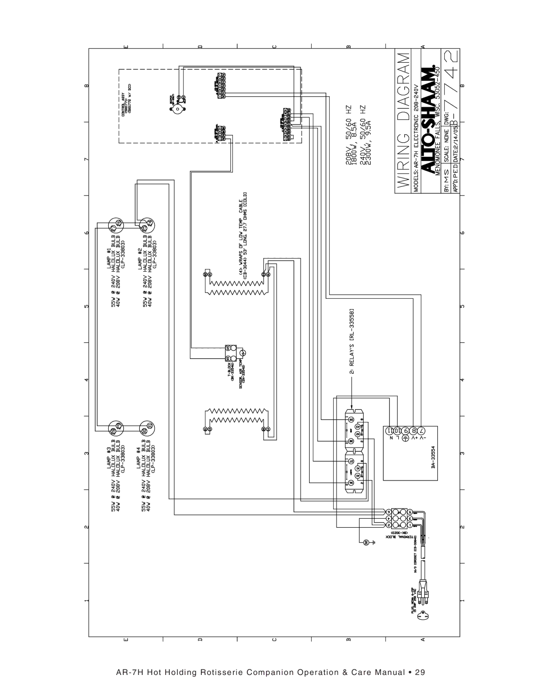 Alto-Shaam AR-7H MANUAL CONTROL, AR-7H ELECTRONIC CONTROL, Hot Holding Rotisserie Companion manual 