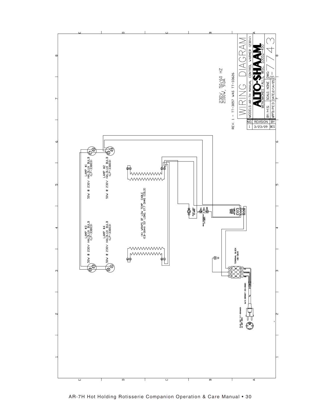 Alto-Shaam AR-7H ELECTRONIC CONTROL, AR-7H MANUAL CONTROL, Hot Holding Rotisserie Companion manual 