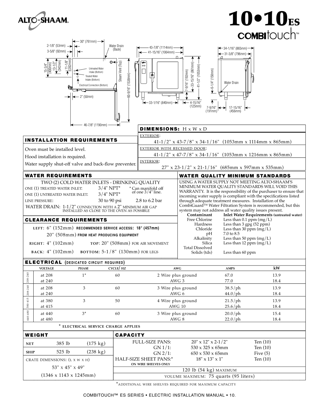 Alto-Shaam MN-29245 manual 1010ES 