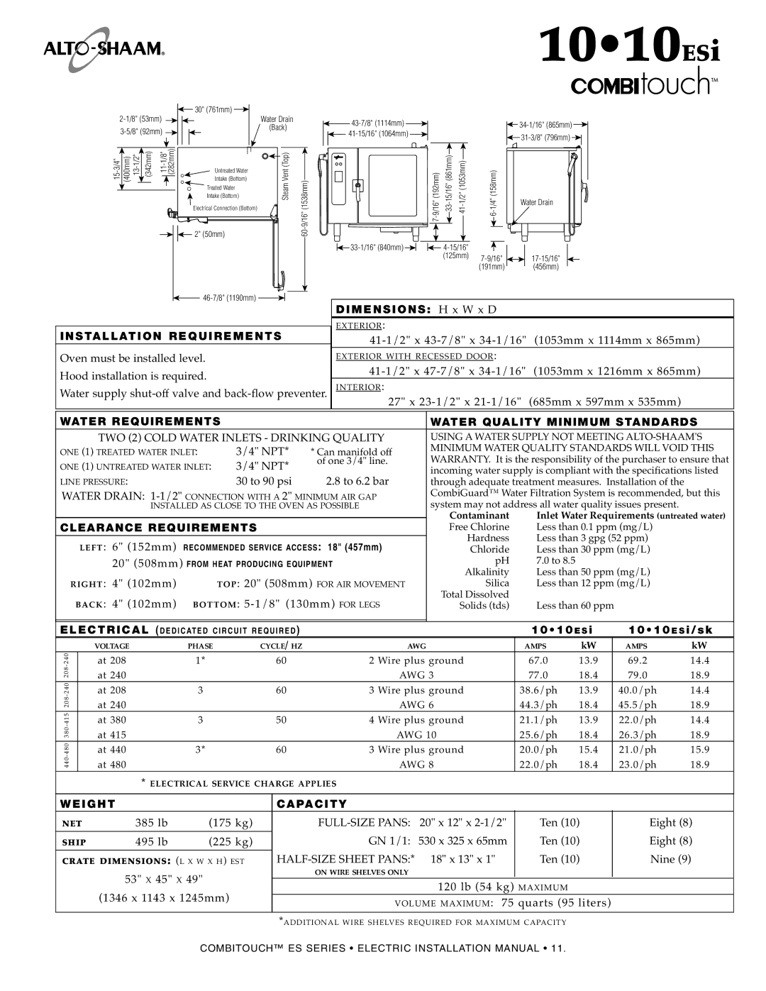 Alto-Shaam MN-29245 manual 1010ESi, 101 0 E S 101 0 E S i/sk 