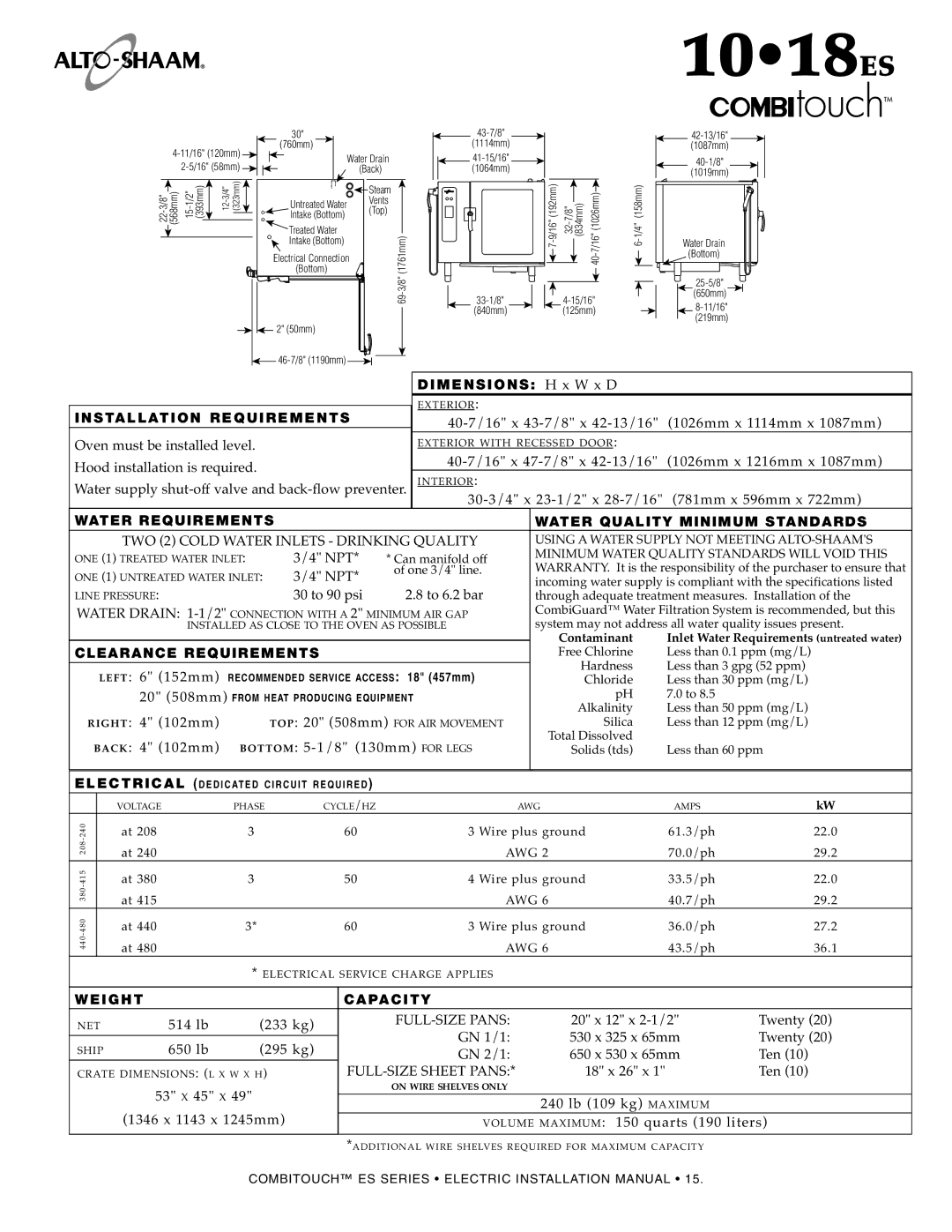 Alto-Shaam MN-29245 manual 1018ES 