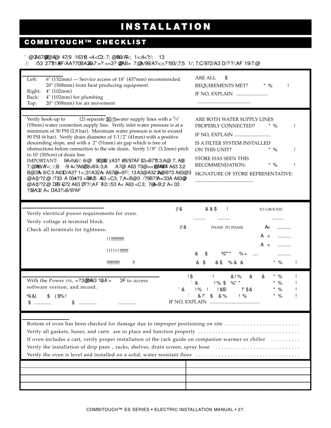 Alto-Shaam MN-29245 manual CO Mbit Ouch CHE CKL IST, Are ALL Clearance CLE Aranc ES, Electrical Supply Line Size 