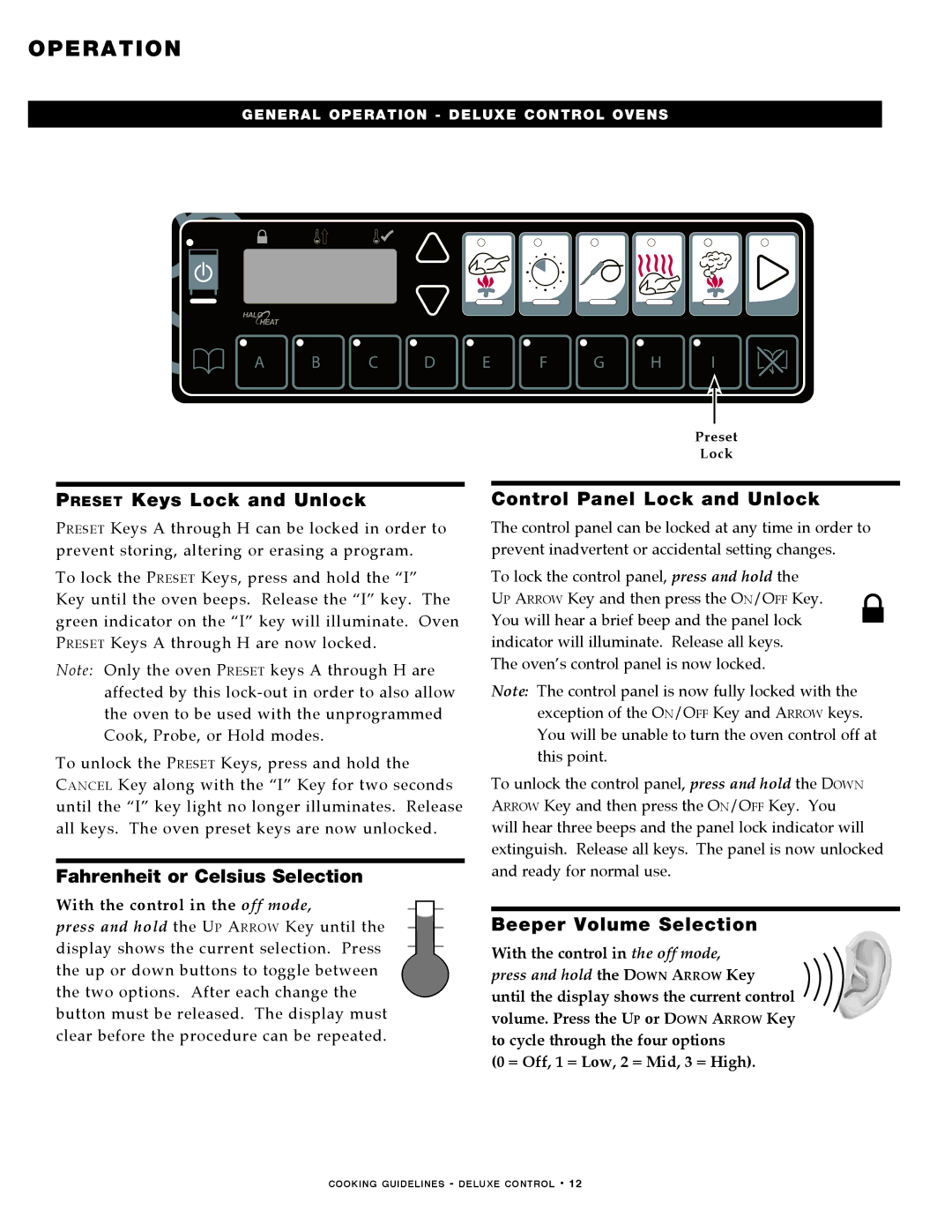 Alto-Shaam MN-29492 manual Preset Keys Lock and Unlock 