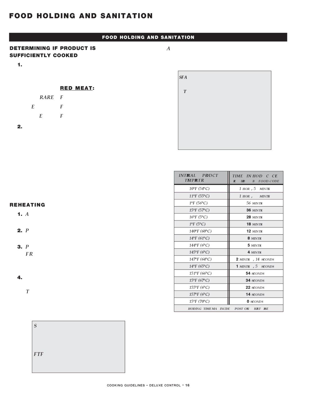 Alto-Shaam MN-29492 manual Food Holding and Sanitation, Reheating 