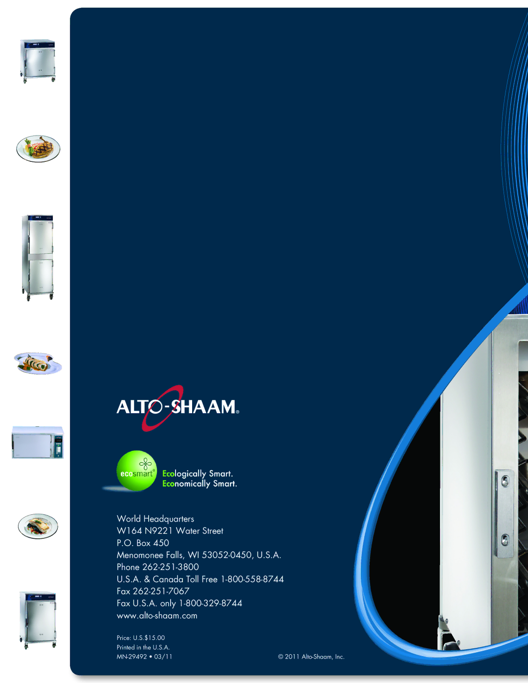 Alto-Shaam manual Price U.S.$15.00 MN-29492 03/11 Alto-Shaam, Inc 