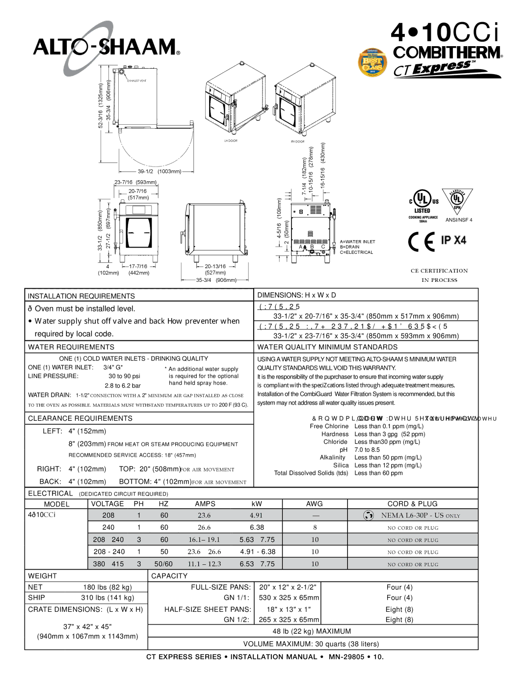 Alto-Shaam Oven / Steamer CT Express manual 410CCi 