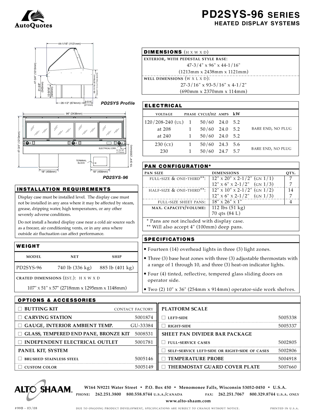 Alto-Shaam PD2SYS-96 Butting KIT, Carving Station, GAUGE, Interior Ambie NT Temp, GLASS, Tempered END PANE, Bronze KIT 