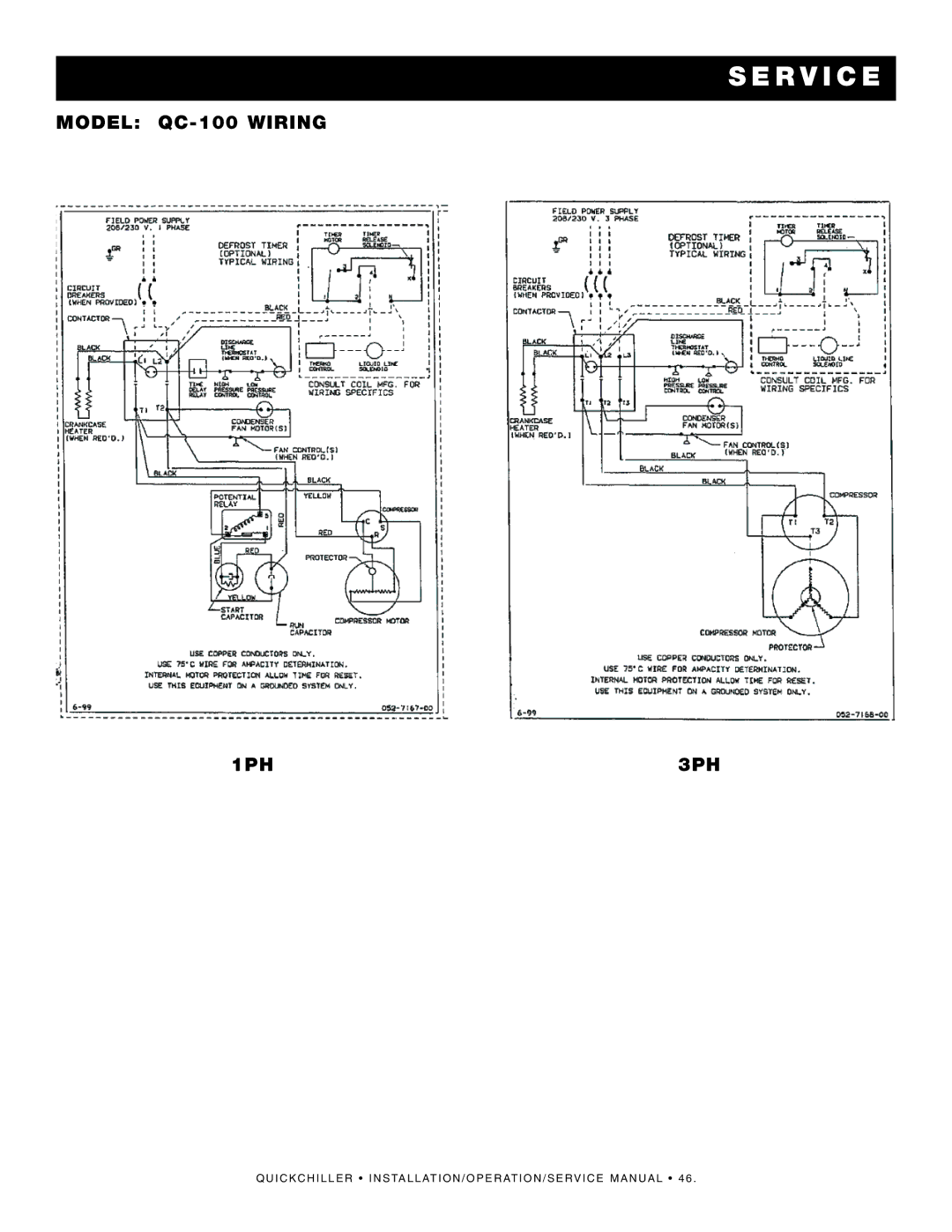 Alto-Shaam QC-20, QC-3, QC-50 REMOTE, QC-100 REMOTE, QC-40 manual Model QC-100 Wiring 1PH 3PH 