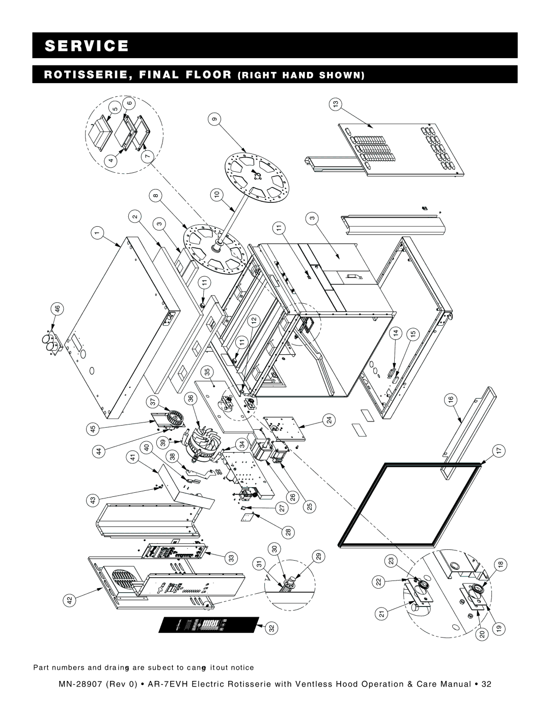 Alto-Shaam ar-7evh, rotisserie electric with ventless hood manual ROTISSERIE, Final Floor Right Hand Shown 