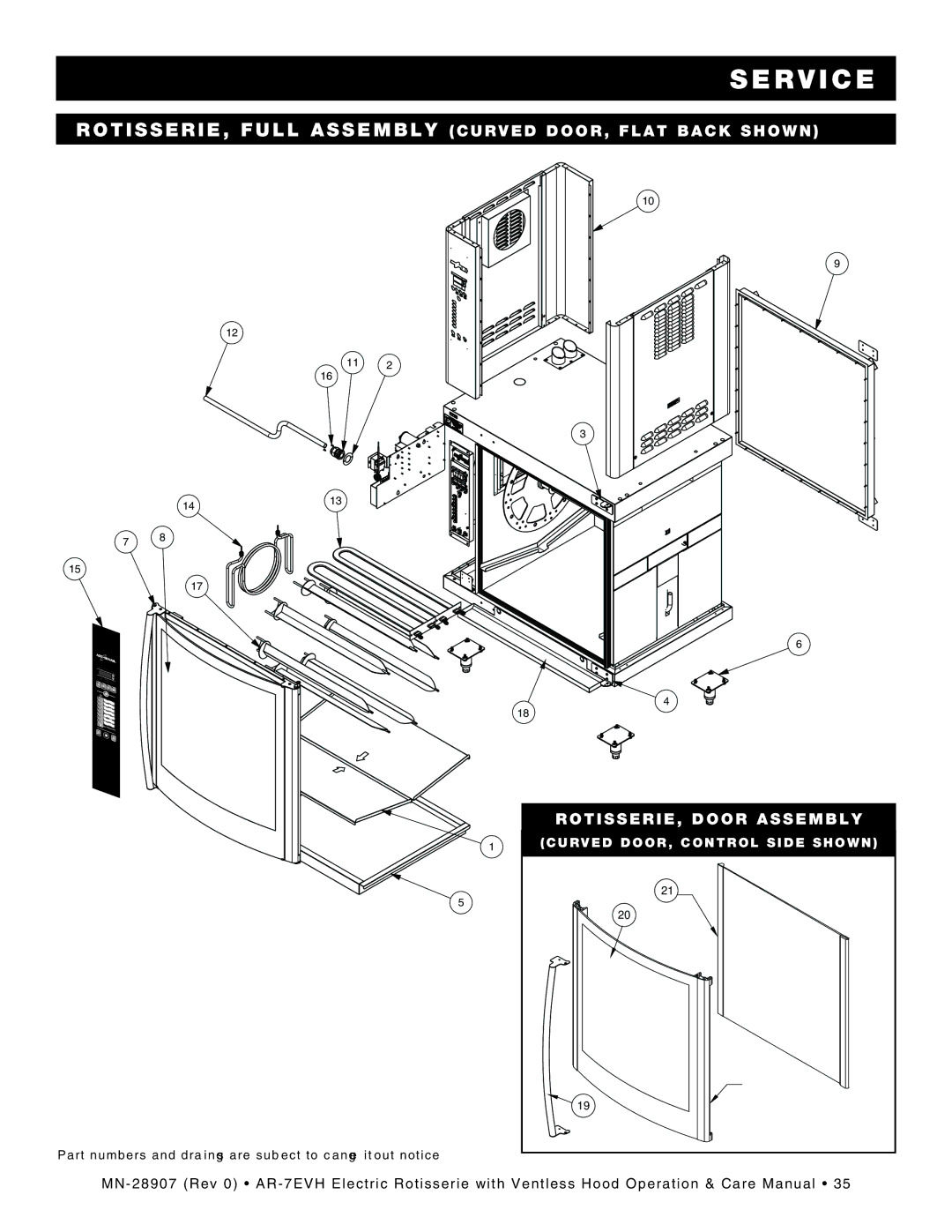 Alto-Shaam rotisserie electric with ventless hood, ar-7evh manual ROTISSERIE, Full Assembly Curved DOOR, Flat Back Shown 