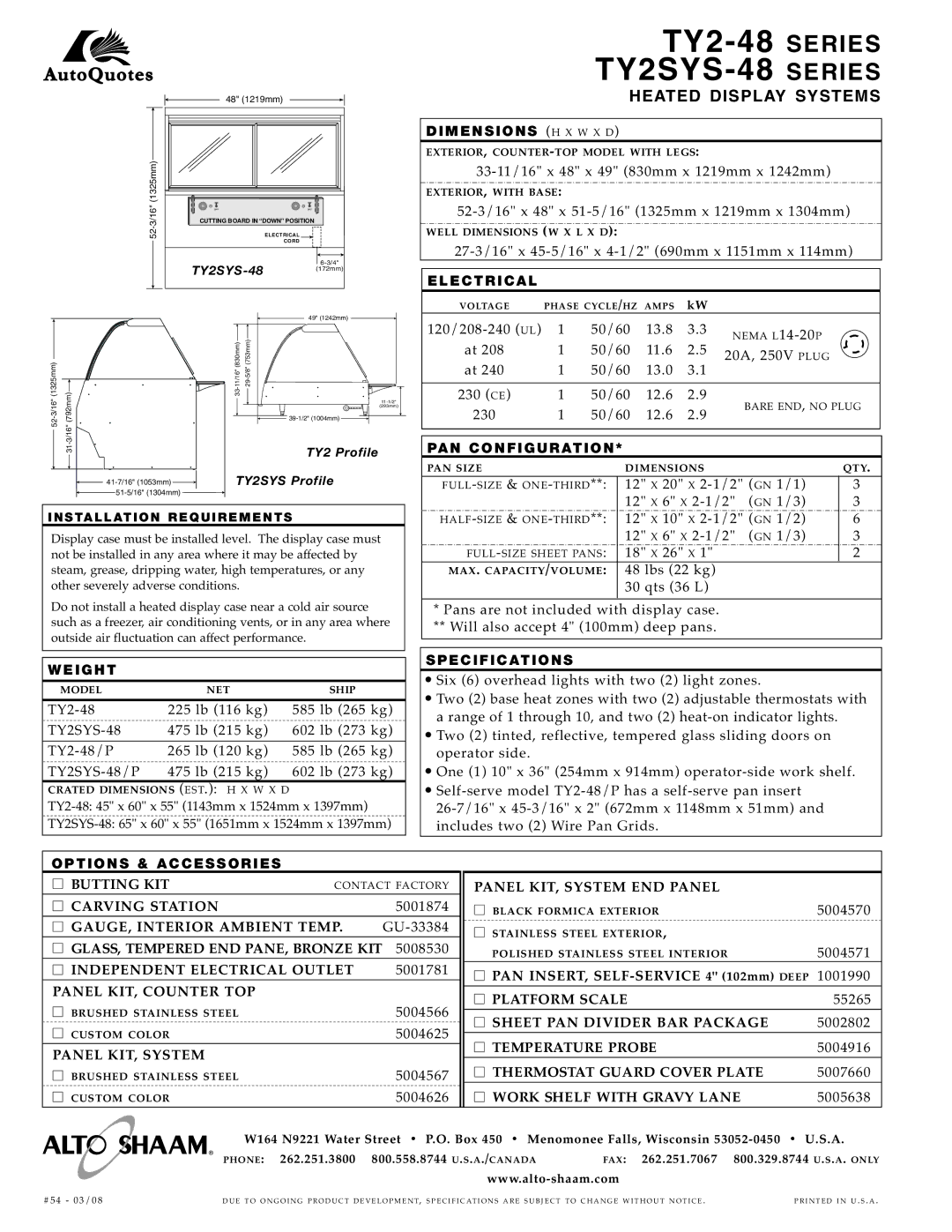 Alto-Shaam TY2SYS-48 Butting KIT, Carving Station, GAU GE, in Terior a Mbient Temp, GLASS, Tempered END PANE, Bronze KIT 