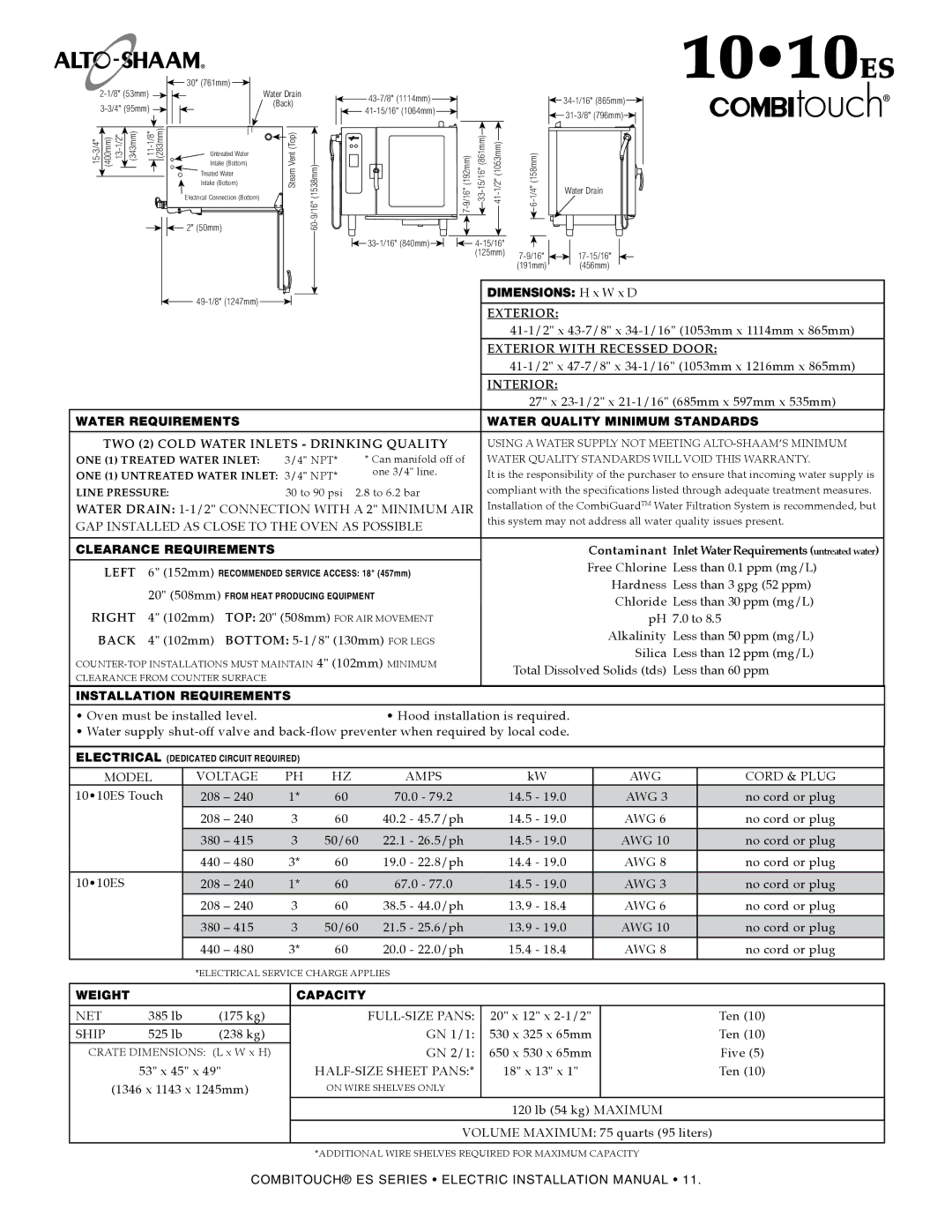 Alto-Shaam 714, VHes-10, VHes-5, 1220, 610, 2020, 1018 manual 1010es, 1010ES Touch 