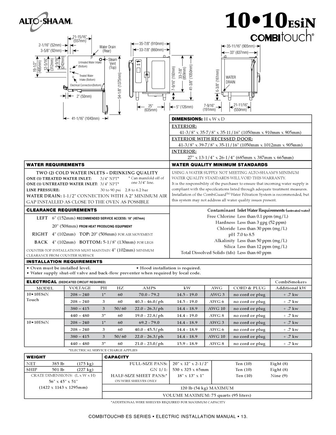 Alto-Shaam 2020, VHes-10, VHes-5, 1220, 610, 714, 1018 manual 1010esiN, 33 837mm 