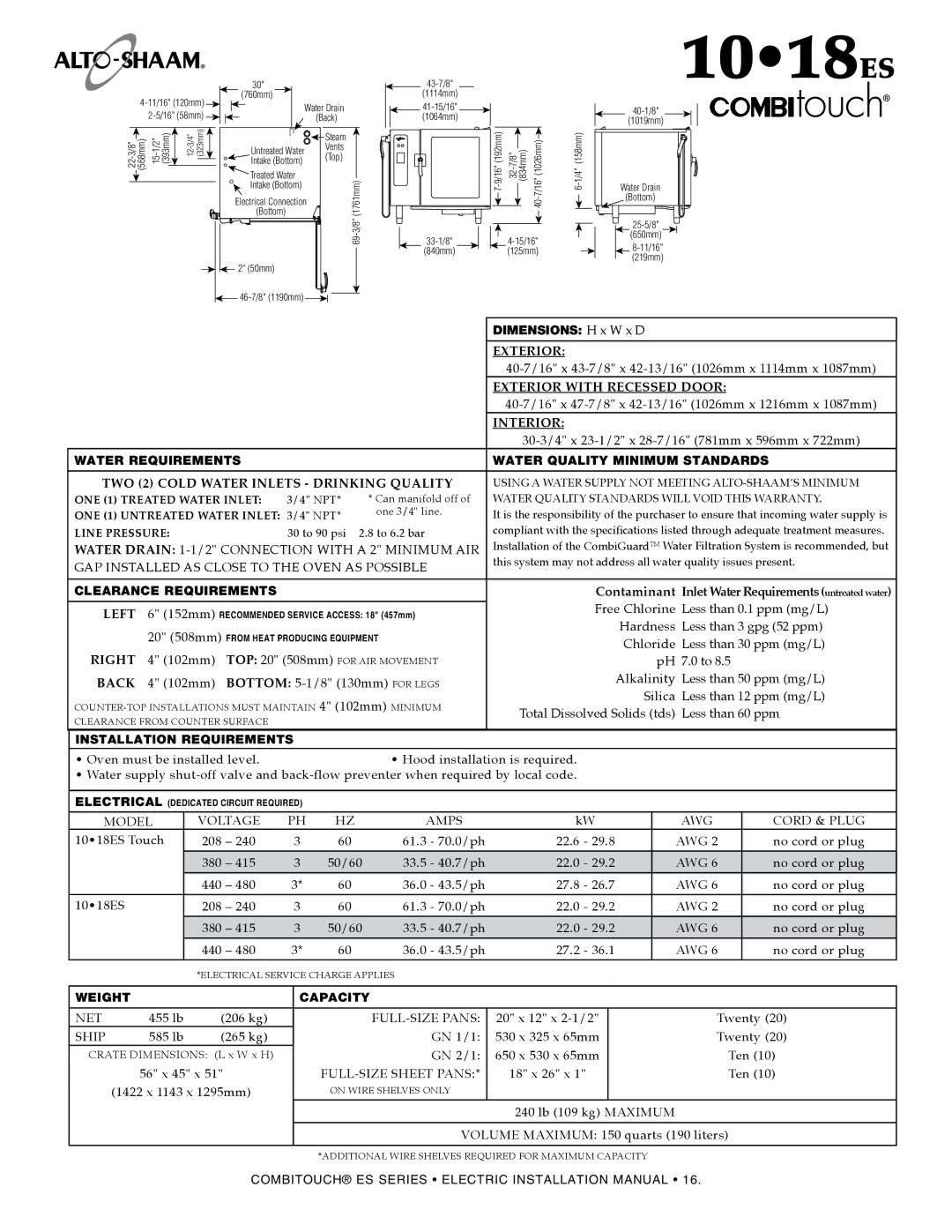 Alto-Shaam VHes-10, VHes-5, 1220, 610, 714, 1010, 2020 manual 1018es, 1018ES Touch 