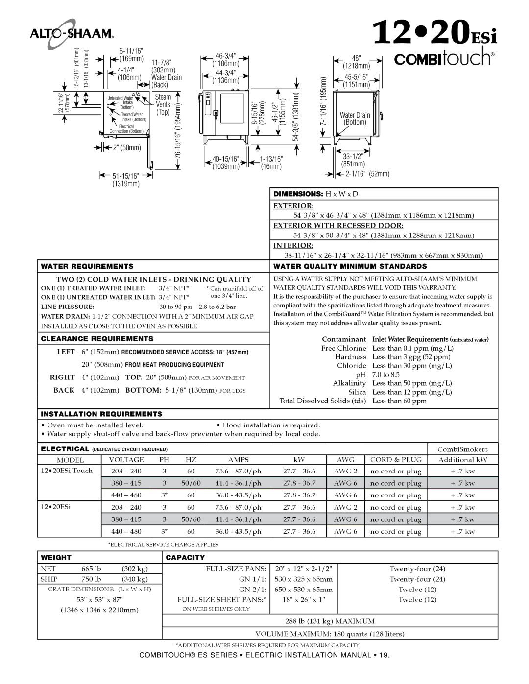 Alto-Shaam 610, VHes-10, VHes-5, 714, 1010, 2020, 1018 manual 1220esi, 1220ESi Touch 