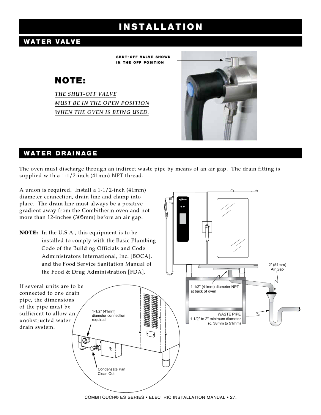 Alto-Shaam 1220, VHes-10, VHes-5, 610, 714, 1010, 2020, 1018 manual Water Valve, Water drainage 