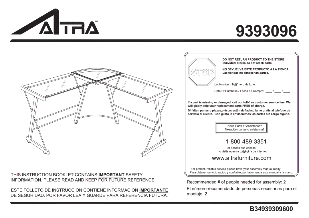 Altra 6 Drawer Accent Console Table manual 9393096 