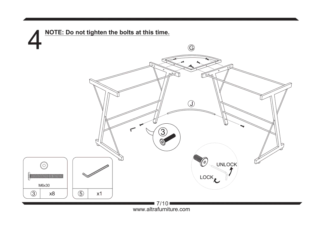 Altra 6 Drawer Accent Console Table manual M6x30 