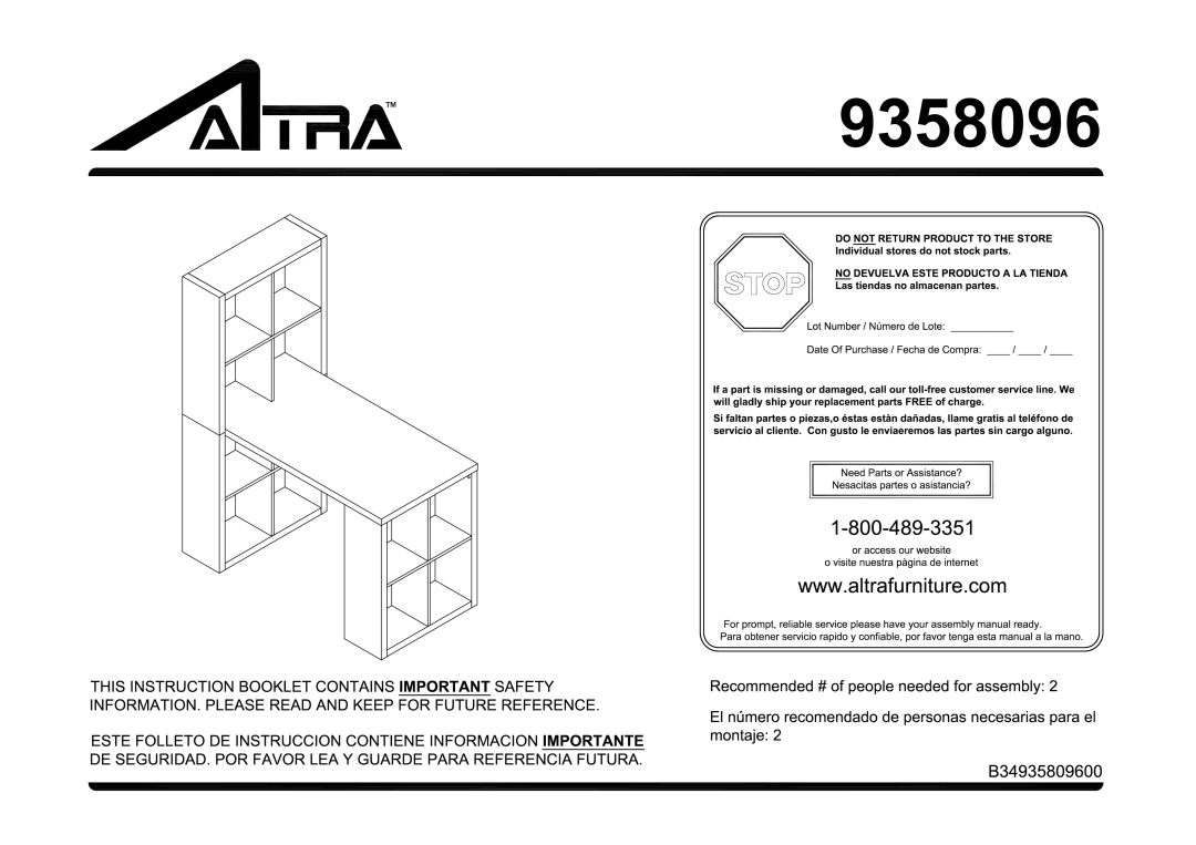 Altra 9358096 manual 