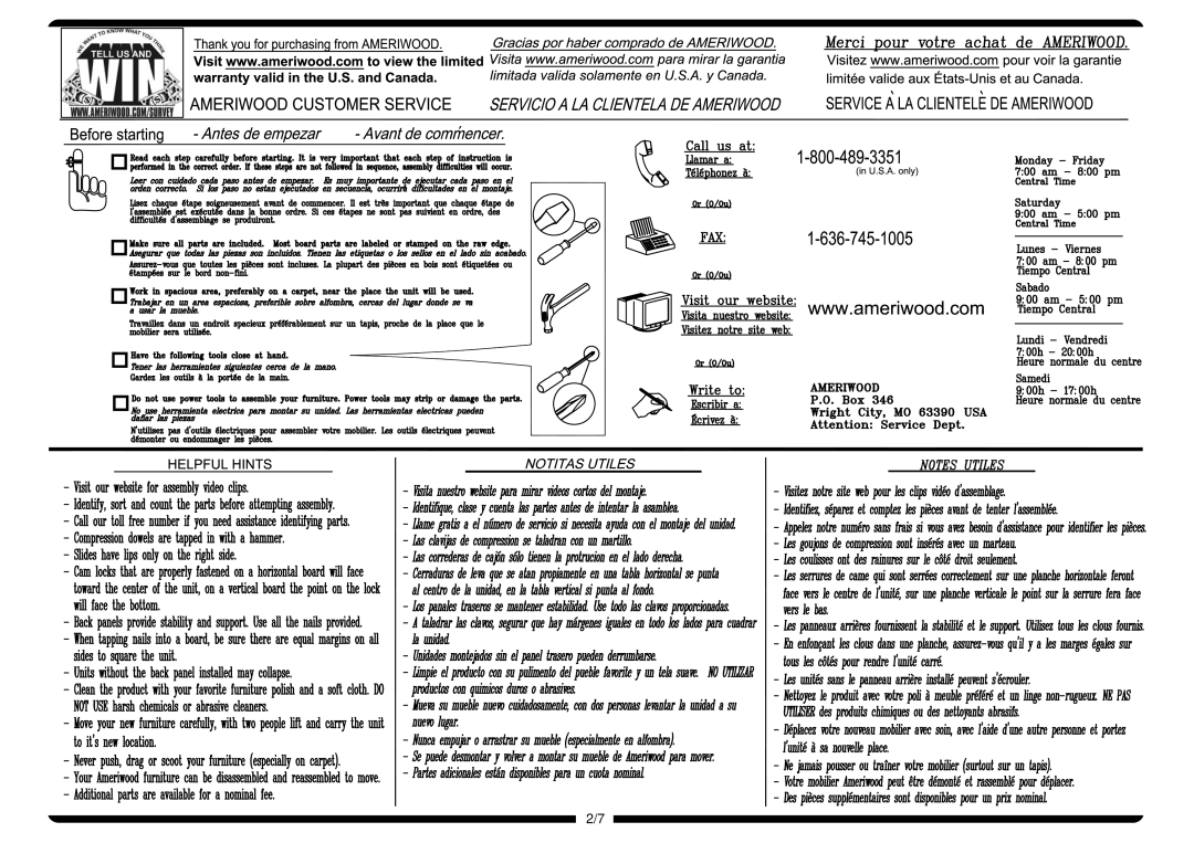 Altra Benjamin Credenza Desk manual 