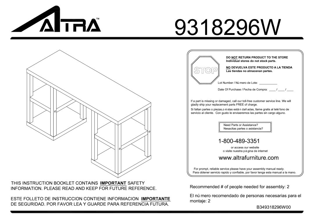 Altra Benjamin Desk Hutch (Hutch Only) manual 