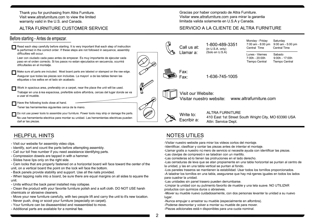 Altra Benjamin Desk Hutch (Hutch Only) manual 