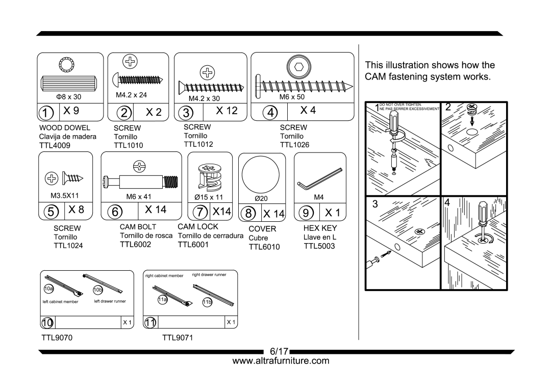 Altra Bobbi Standing Craft Desk with Gate Leg Extension manual 