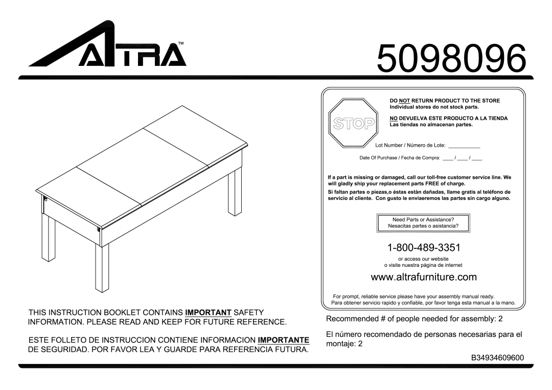 Altra Bookcase with Sliding Glass Doors manual 