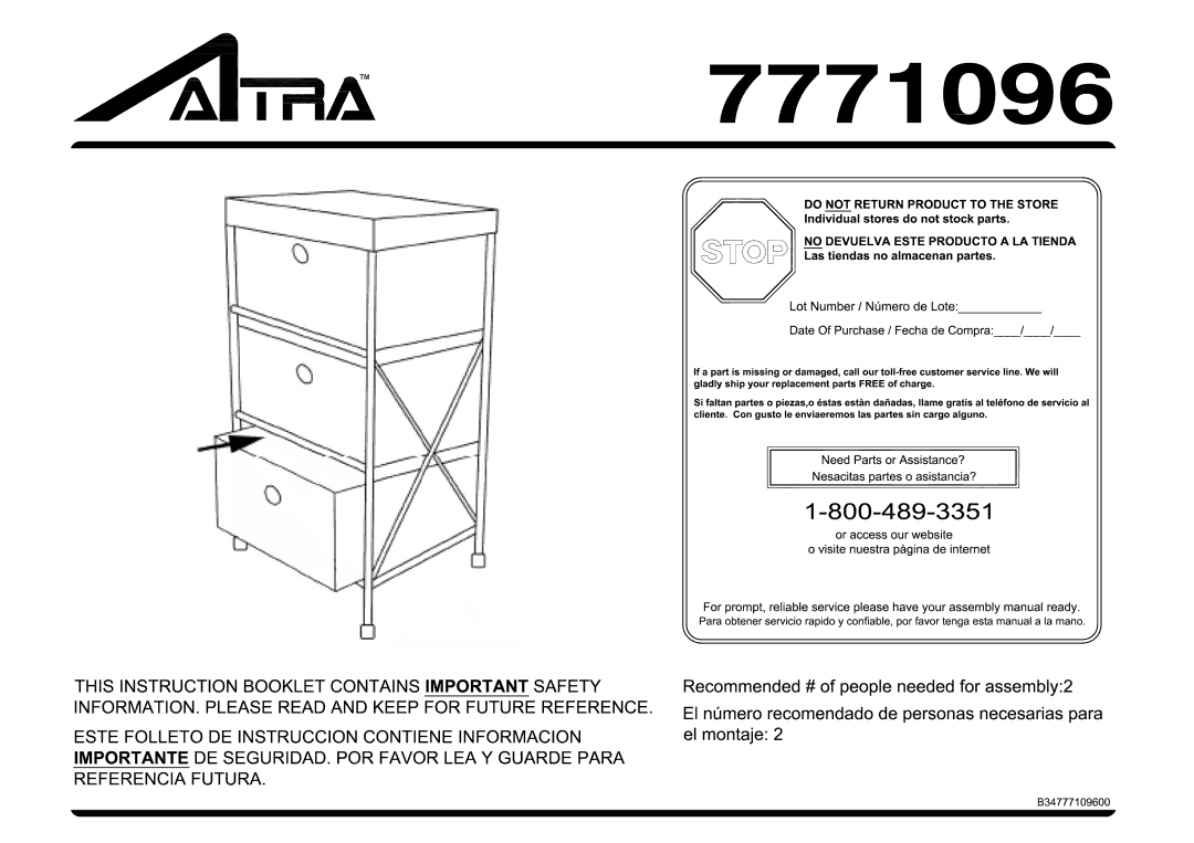 Altra Computer Desk, Chrome and Black Finish manual 