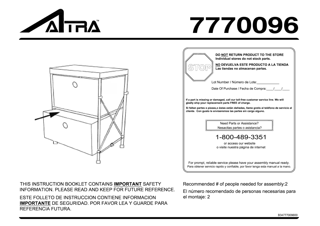 Altra Deluxe Parson's Desk, Black Oak Finish manual 