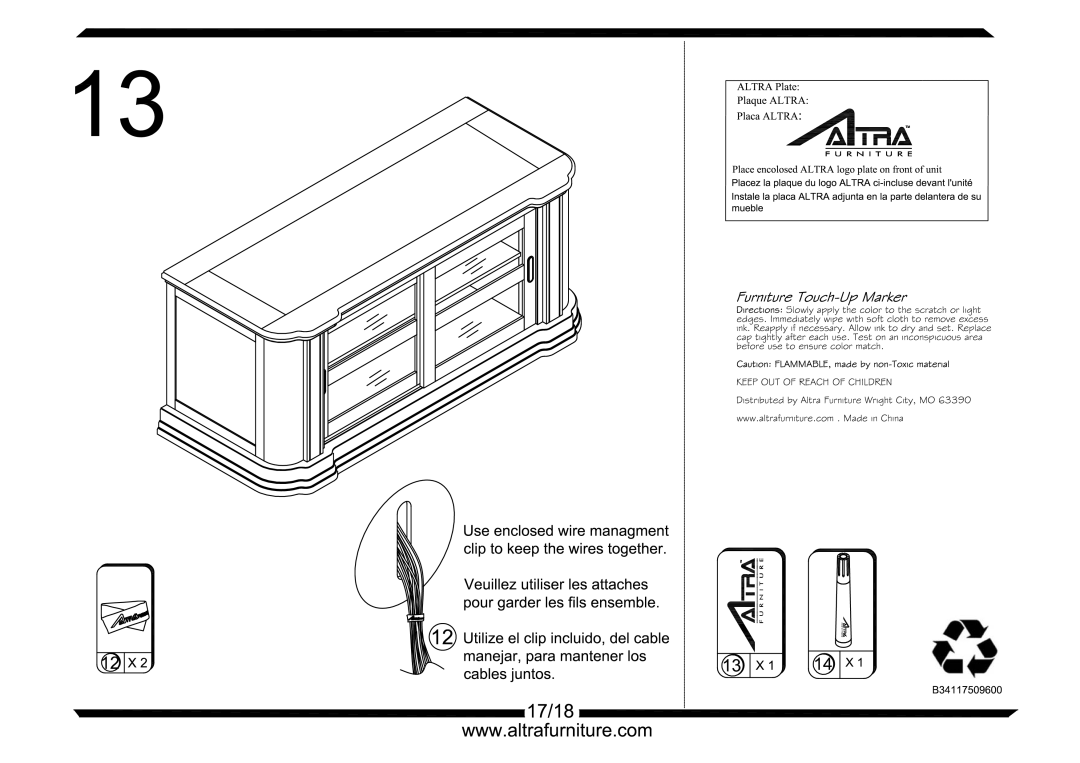 Altra Deluxe Parsons Desk, Espresso Finish manual 