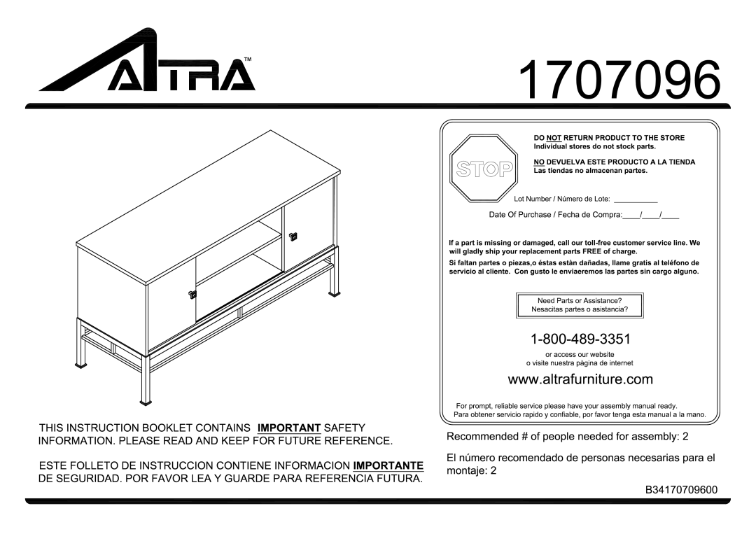 Altra Essex HEC with Metal Sides, Walnut and Silver Finish manual 