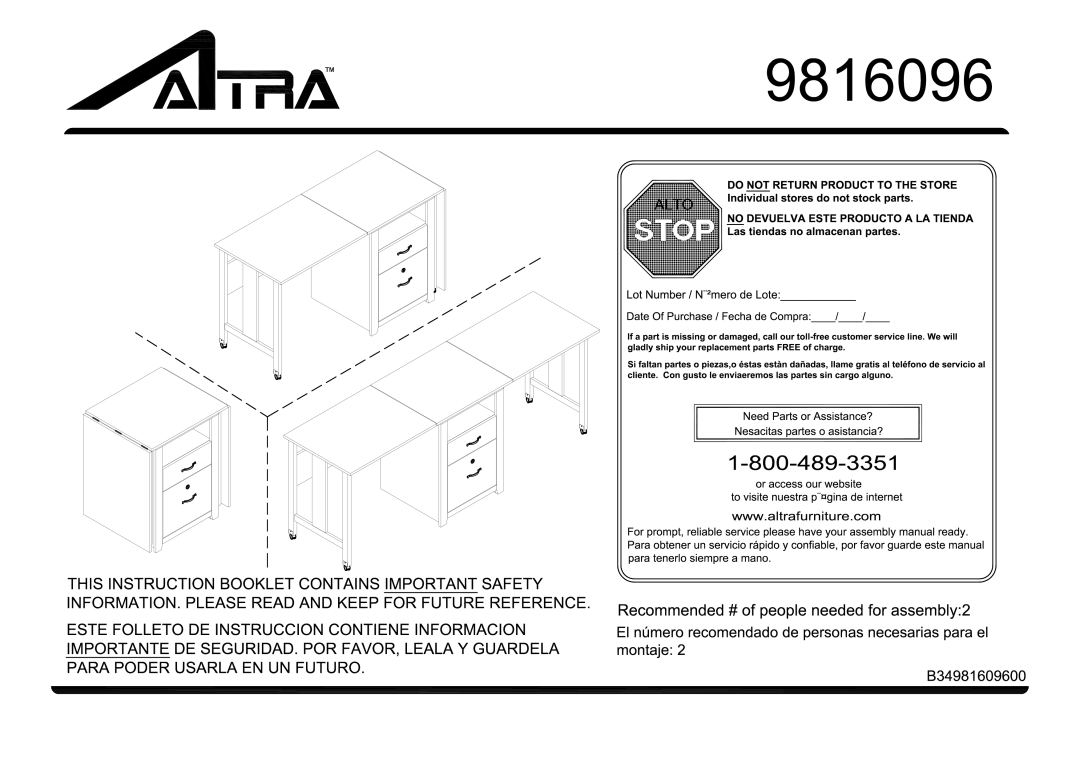 Altra Hollow Core End Table manual 