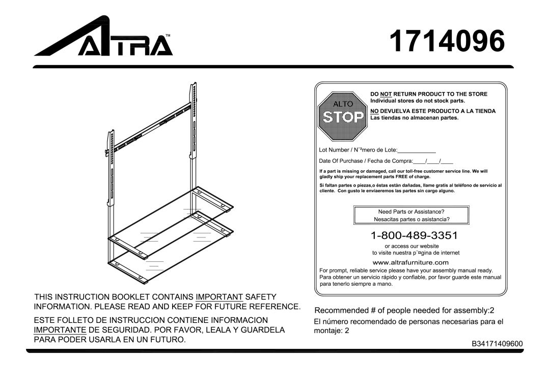 Altra Modern Mission File & Printer Stand manual 