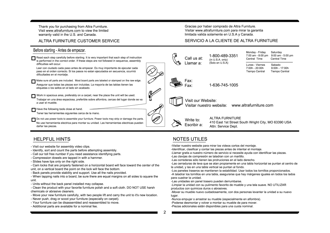 Altra Modern Mission File & Printer Stand manual 