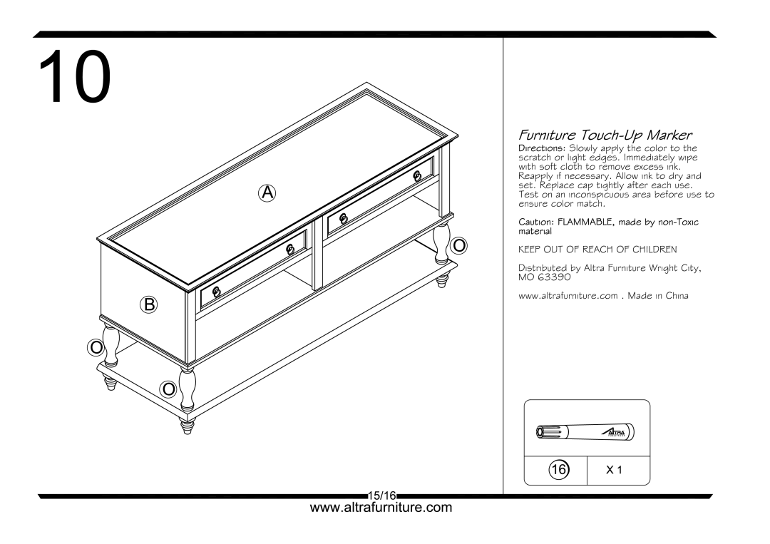 Altra Parsons Large Coffee Table manual 