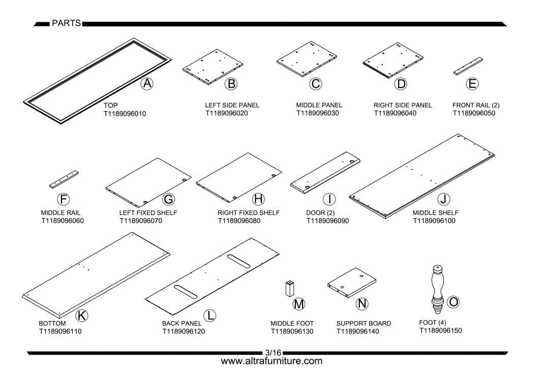 Altra Parsons Large Coffee Table manual 