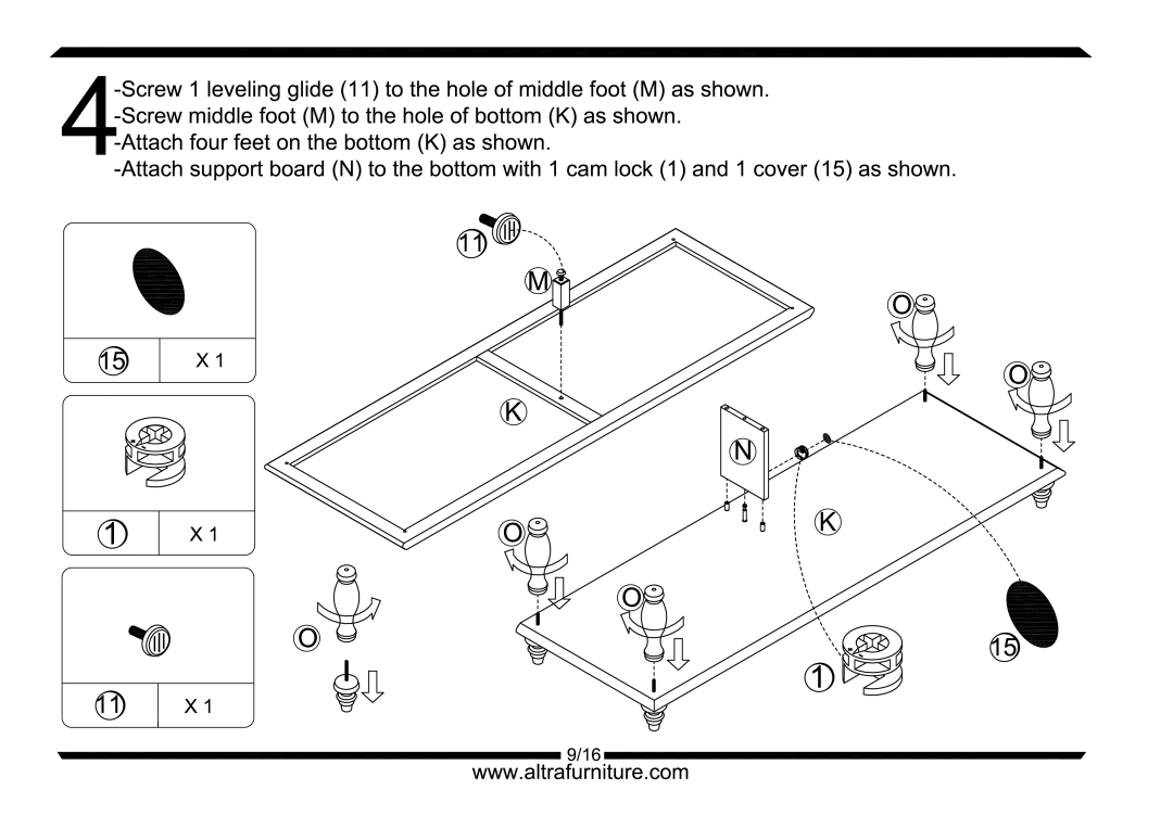 Altra Parsons Large Coffee Table manual 