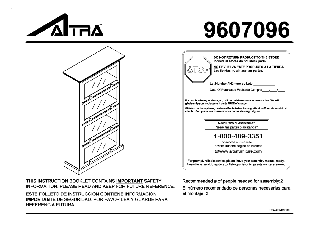 Altra Parsons Secretary Desk manual 