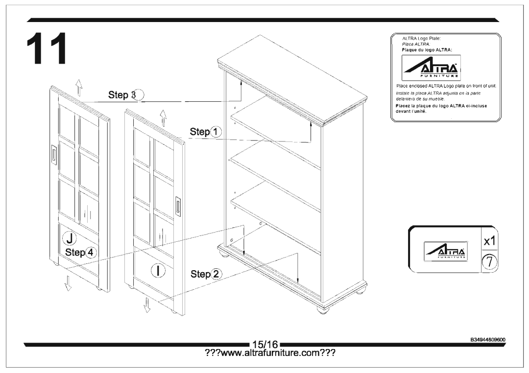 Altra Small Computer Desk with Shelf, Cherry and Black Finish manual 