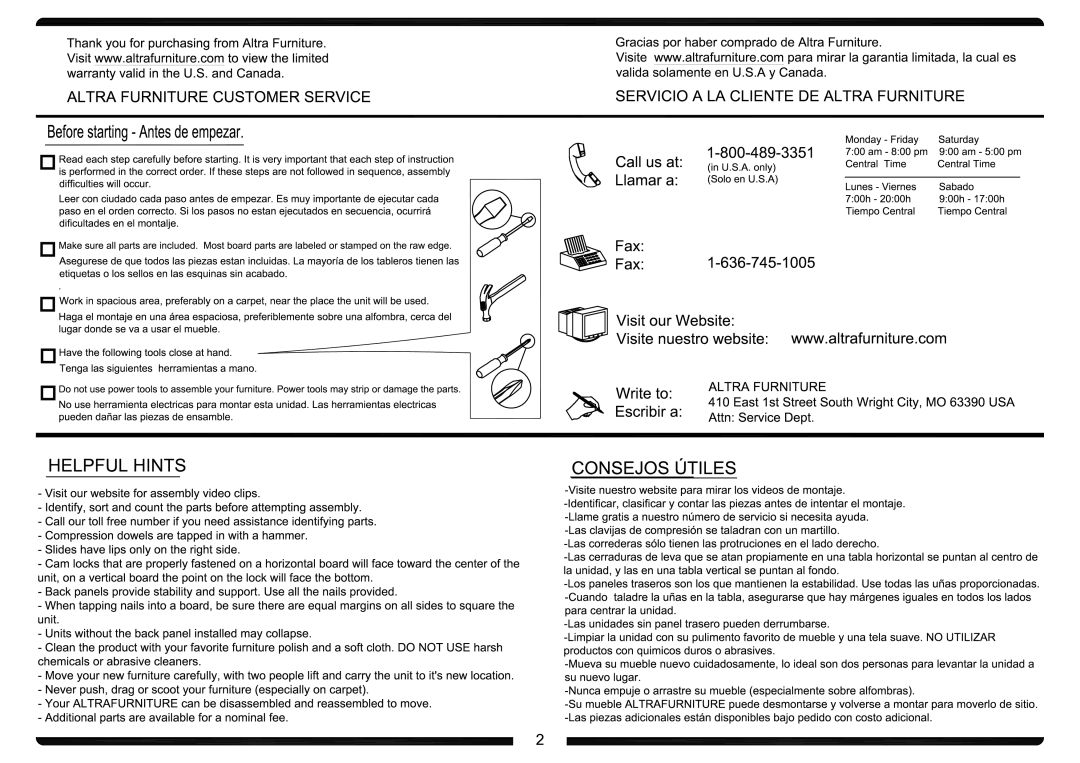 Altra Storage Coffee Table manual 