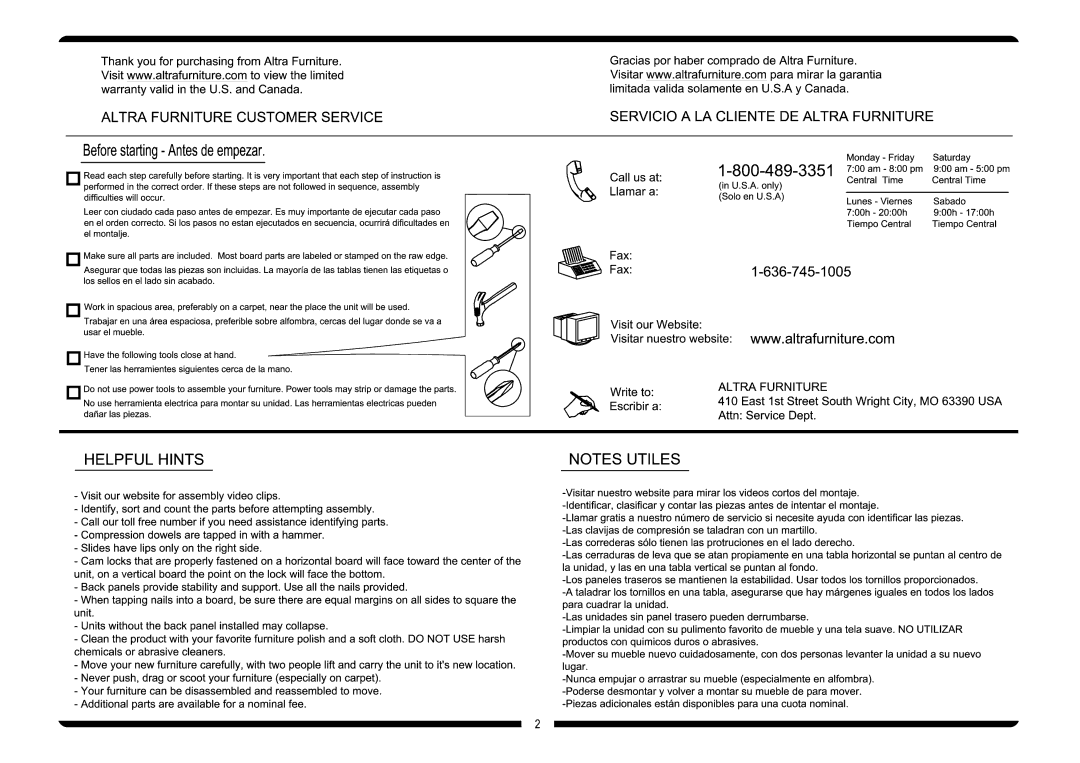 Altra Wexford Coffee Table manual 