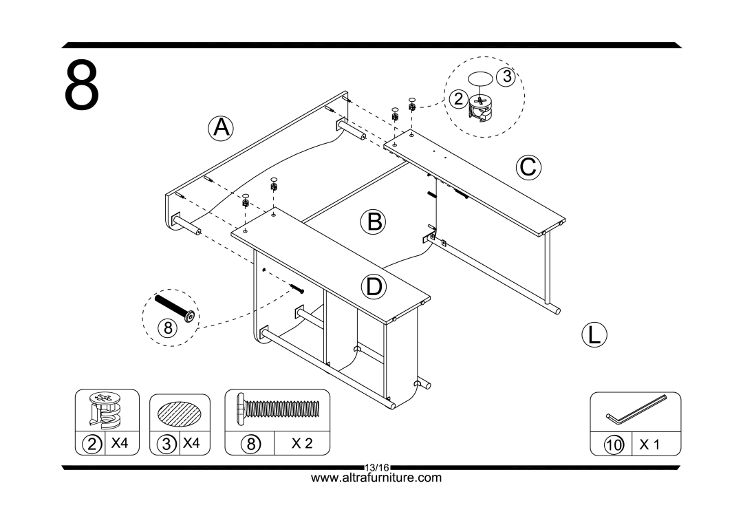 Altra Winslow End Table with 3 Drawers manual 