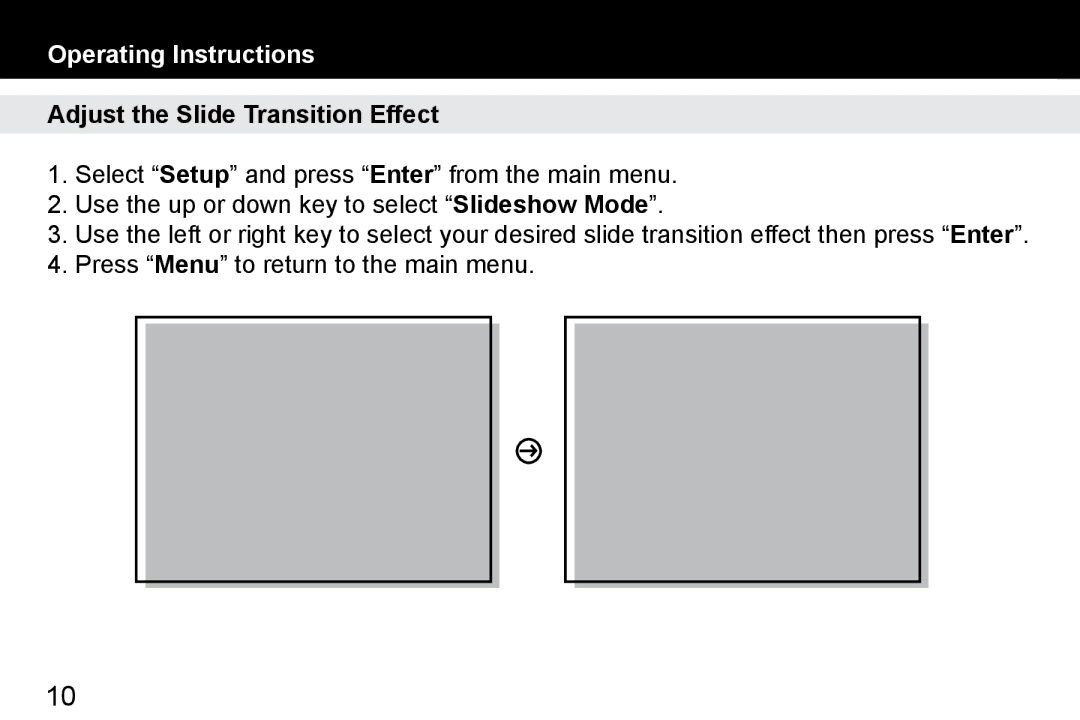 Aluratek ADMPF114F manual Adjust the Slide Transition Effect 