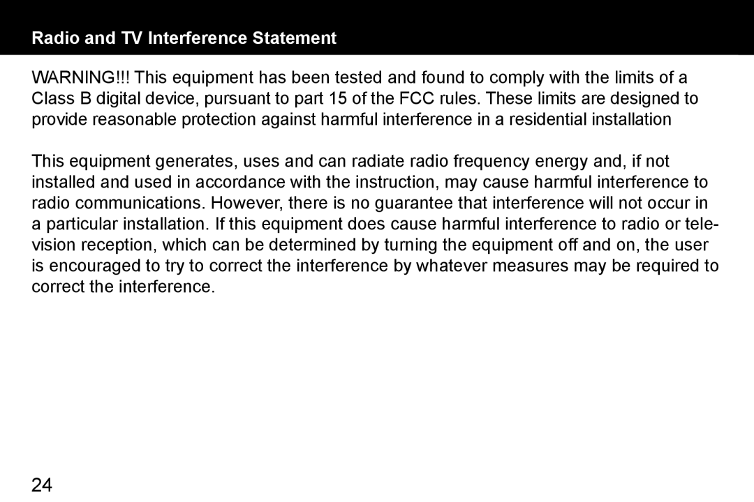 Aluratek ADMPF114F manual Radio and TV Interference Statement 