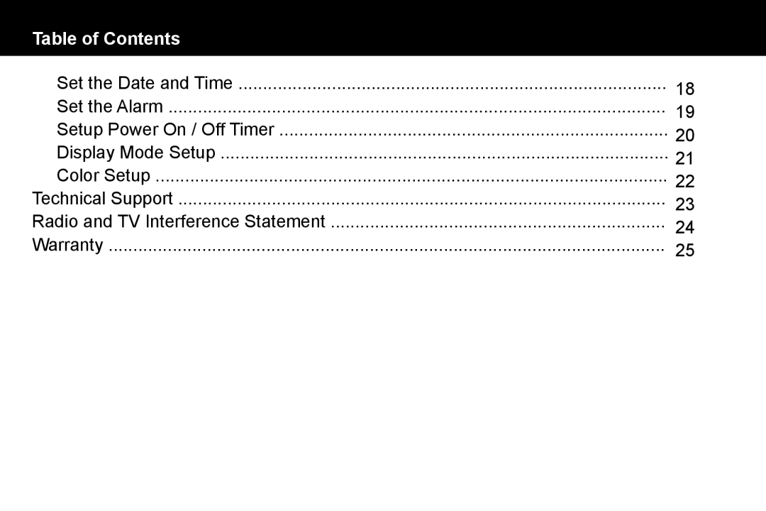 Aluratek ADMPF114F manual Table of Contents 