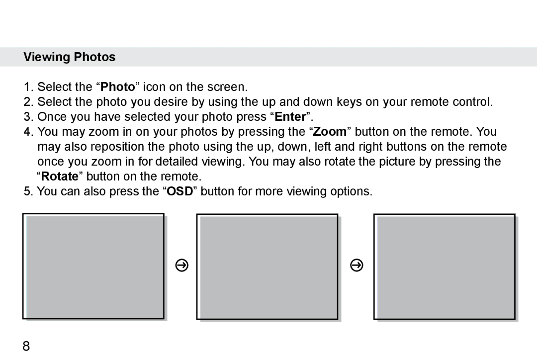 Aluratek ADMPF114F manual Viewing Photos 