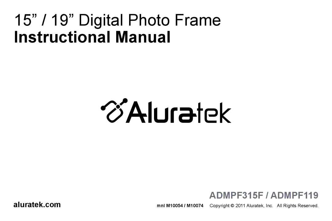 Aluratek ADMPF119, ADMPF315F manual Instructional Manual, Aluratek.com 